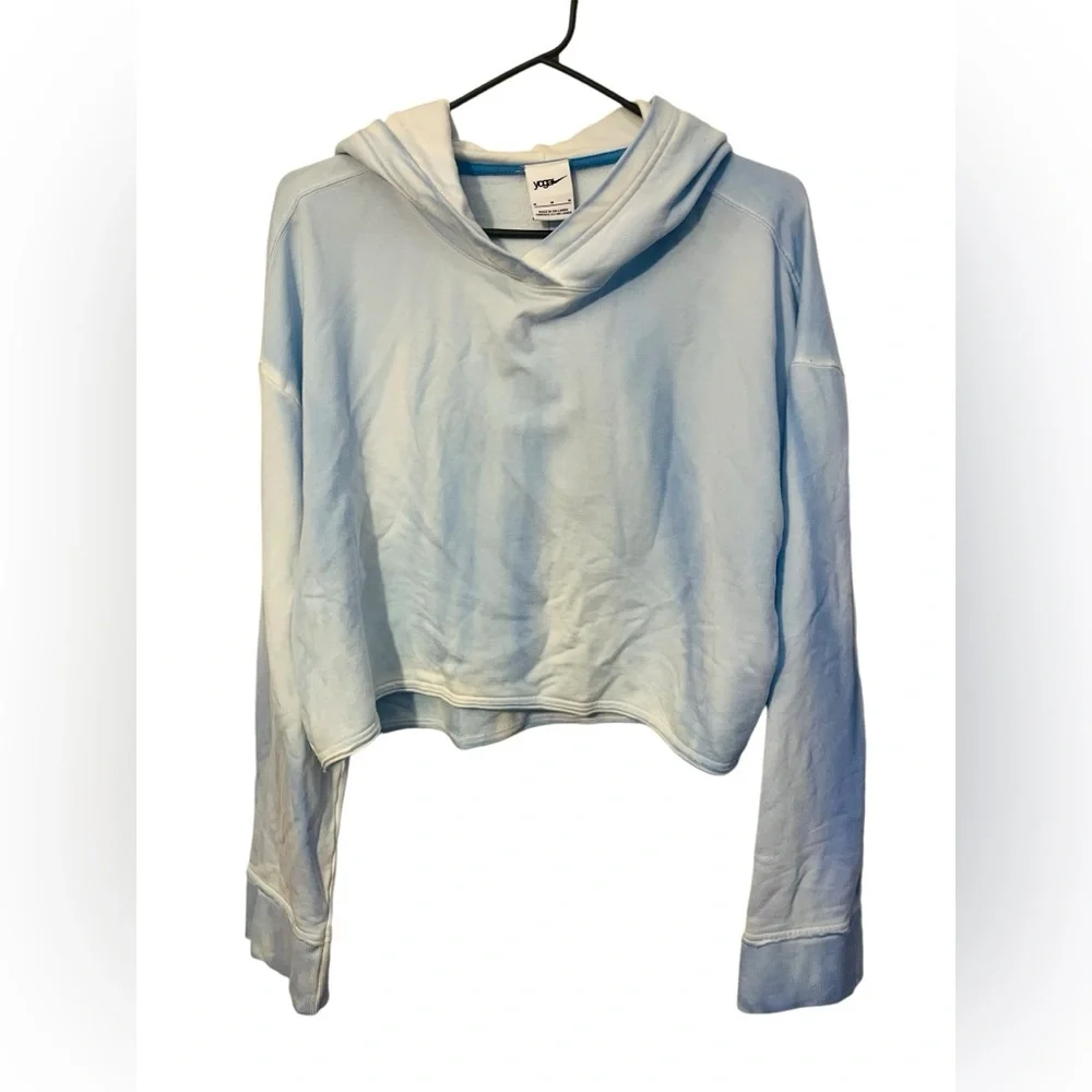 NIKE Yoga Soft Luxe Women's Medium Fleece Hoodie In Blue Stretch NEW